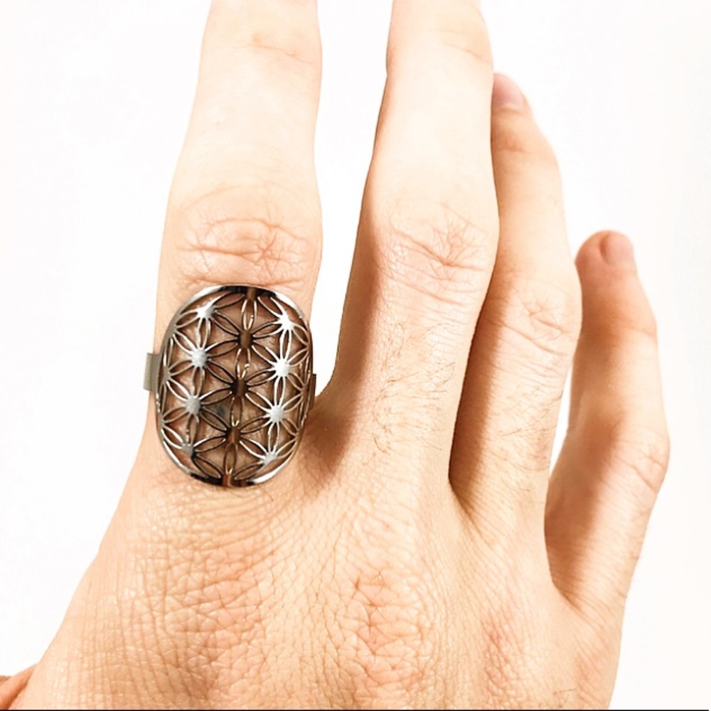 Sacred Geometry Stainless Steel Ring of Life - Picture 3 of 7